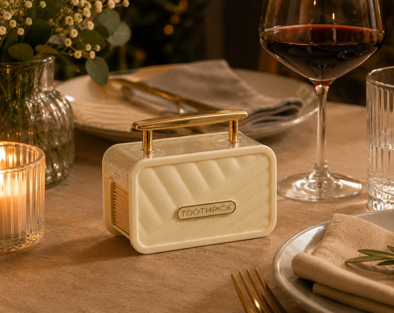 The White Suitcase Toothpick Holder Weaving Loom Original Table Accessory