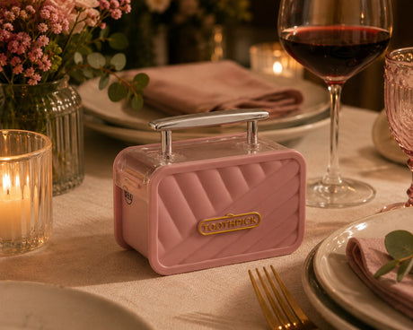 The Arcolaio Pink Suitcase Toothpick Holder 7.5x5x3.5 cm Original Table Accessory