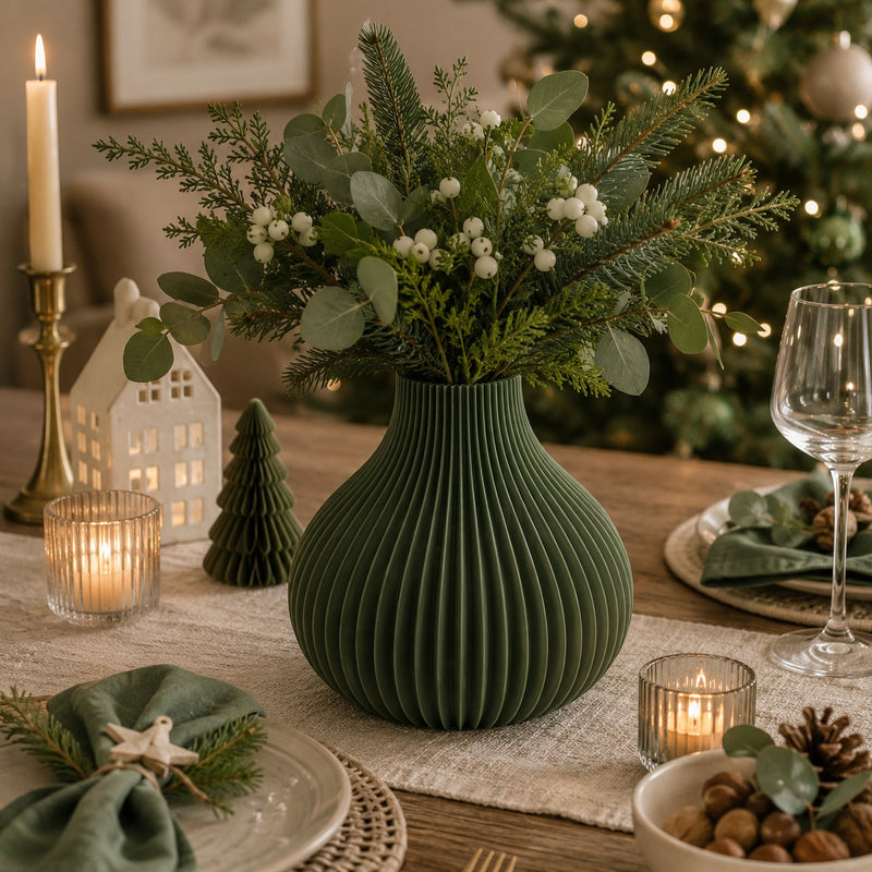 L'Arcolaio Verde Small Drop Vase 12.2x12.2x12 cm Decorative Vase for Plants and Flowers