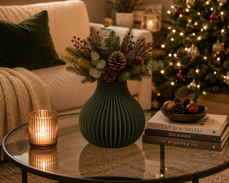 L'Arcolaio Verde Large Drop Vase 20.3x20.3x20 cm Decorative Vase for Plants and Flowers