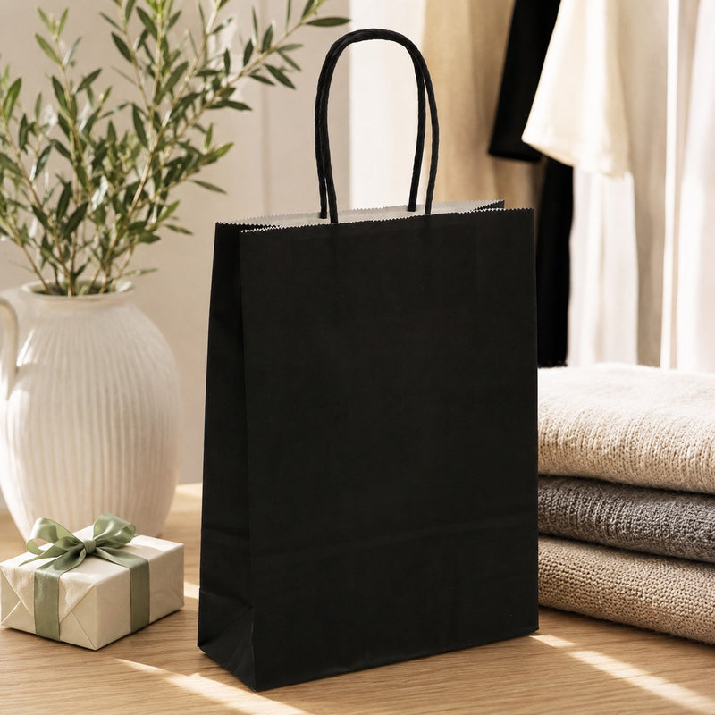 L'Arcolaio Black Kraft Shopper Christmas Gifts 18x7x24 cm Pack of 10 pcs