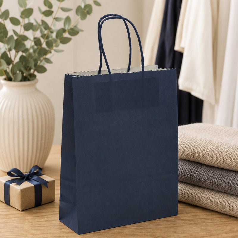 L'Arcolaio Blue Kraft Shopper Bag 18x7x24 cm Christmas Gifts Box of 10 pcs