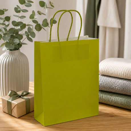 L'Arcolaio Kraft Lime Shopper Christmas Gifts 18x7x24 cm Pack of 10