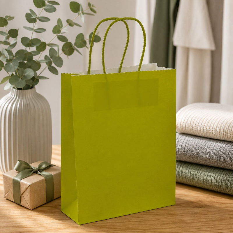 L'Arcolaio Kraft Lime Shopper Christmas Gifts 18x7x24 cm Pack of 10