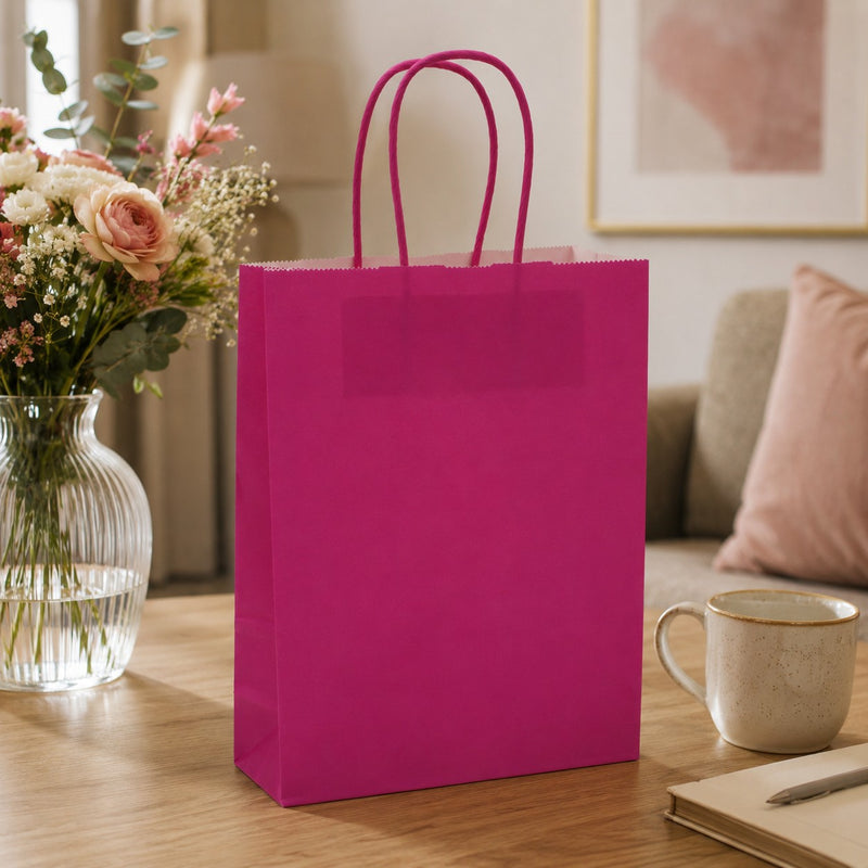 L'Arcolaio Fuchsia Kraft Shopper Christmas Gifts 18x7x24 cm Pack of 10