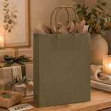 L'Arcolaio Kraft Green Shopper Gift Bags 22X10X29 Pack of 10