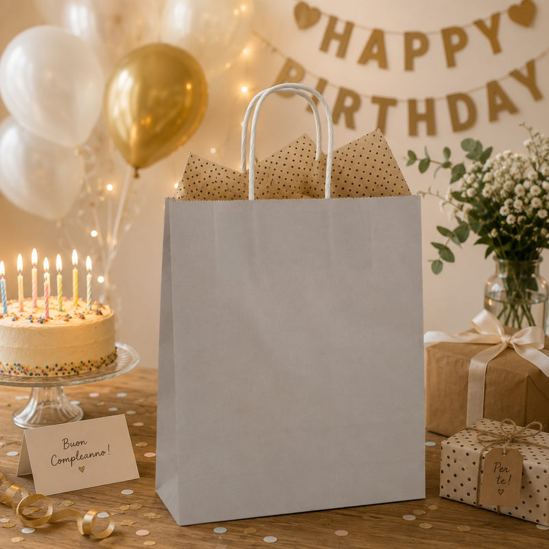 L'Arcolaio Kraft Tortora Shopper Gift Bag 22X10X29 Box of 10 Pieces
