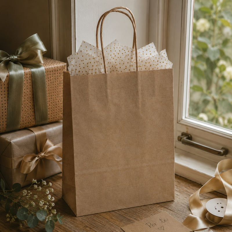 L'Arcolaio Shopper Kraft Avana Natural Christmas Gifts 26x11x34 Cm Box 10 Pcs