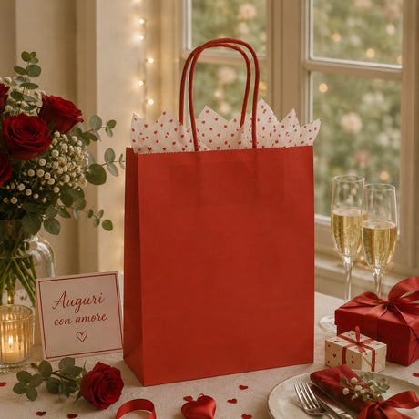 L'Arcolaio Red Kraft Shopper Christmas Gifts 26X11X34 Cm Pack of 10 Units