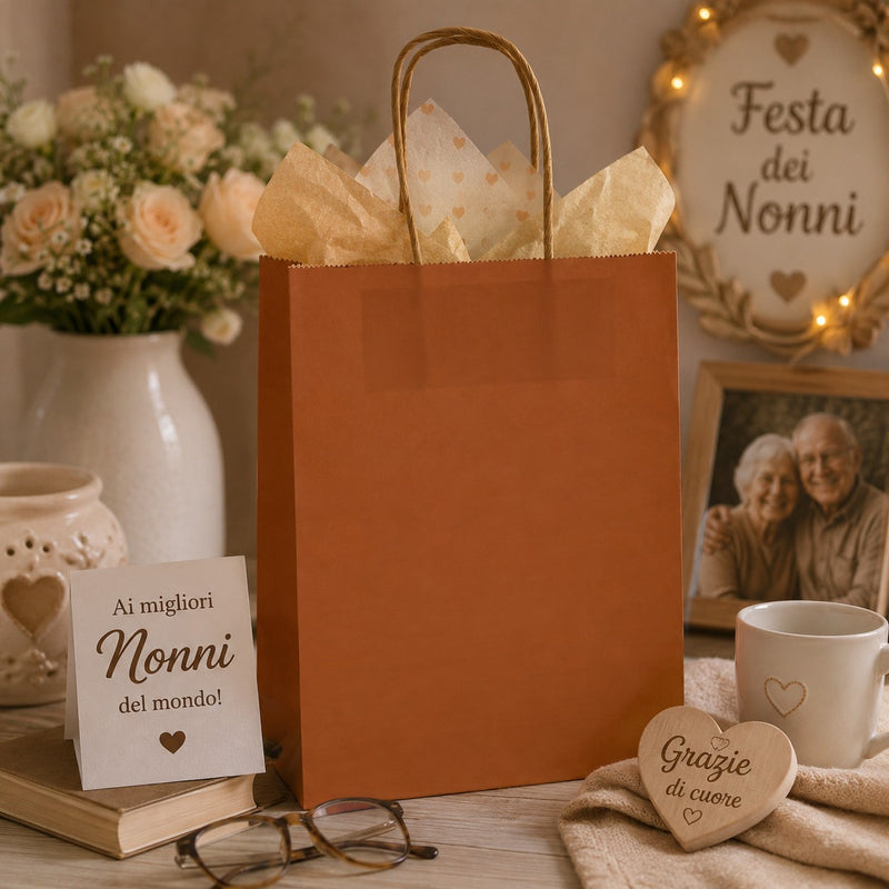 L'Arcolaio Shopper Kraft Rust Gift Packaging 26x11x34 Cm Set of 10 Pieces