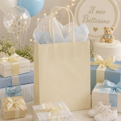 L'Arcolaio Kraft Shopper Cream Gift Bags 36X12X41 Cm Box of 10 Pieces