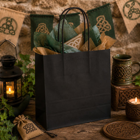 L'Arcolaio Shopper Kraft Nera Regali Natalizi  36X12X41 Cm Cf 10 Pz