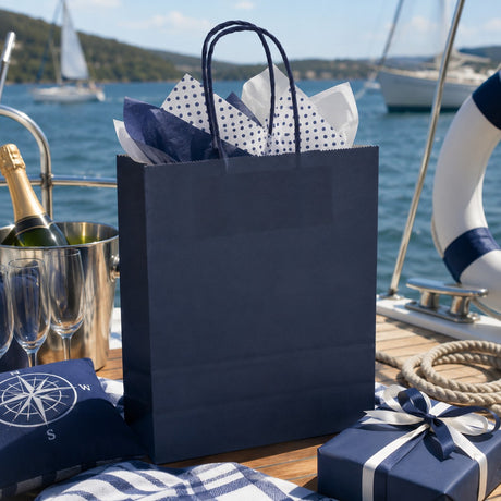 L'Arcolaio Blue Kraft Shopper Gift Bags 36X12X41 Cm Box of 10 Pcs