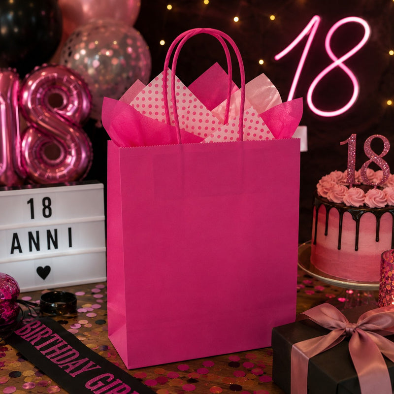L'Arcolaio Fuxia Kraft Shopper Gift Bag 36X12X41 Cm Box of 10 Pieces