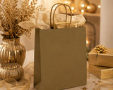 L'Arcolaio Gold Kraft Shopper Christmas Gifts 36x12x41 Cm Box of 10 Pcs