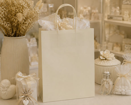 L'Arcolaio Shopper Kraft Panna Regali Natalizi 45X15X50 Cm Cf 10 Pz