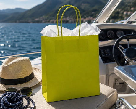 L'Arcolaio Kraft Lime Shopper Gift Bags 45x15x50 cm Box of 10 Pieces