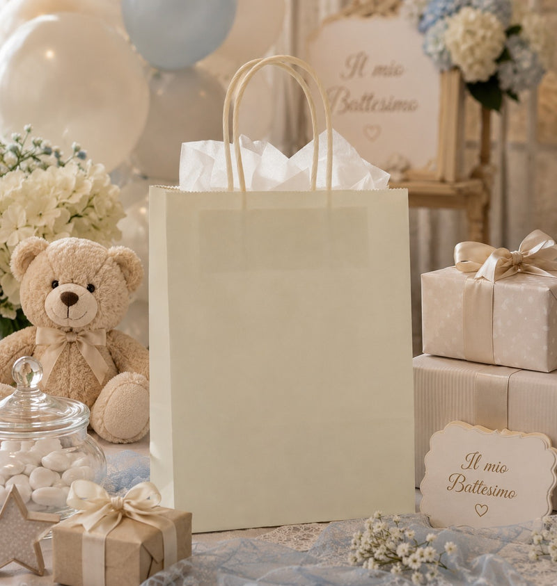 L'Arcolaio Panna Kraft Shopper Gift Bags 54X14X45 Cm Pack of 10