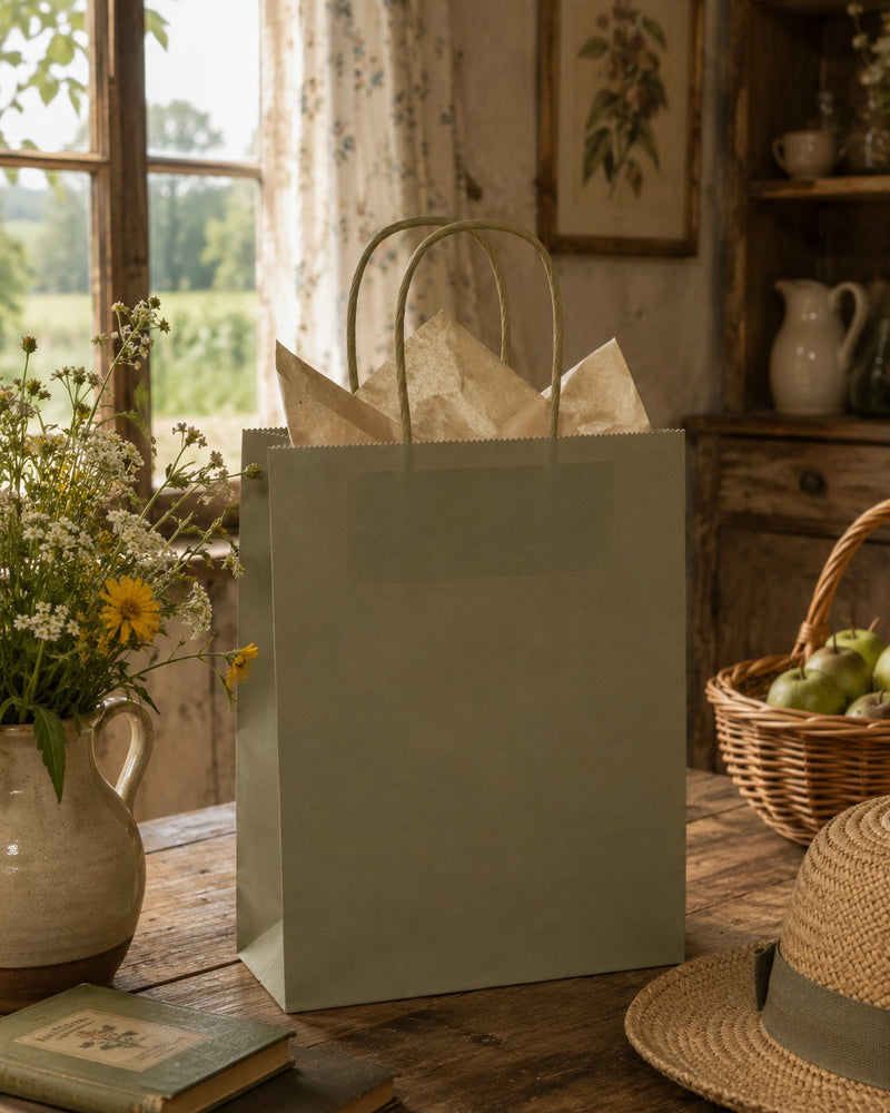 L'Arcolaio Green Kraft Shopper Christmas Gifts 54X14X45 Cm Box of 10 Pcs