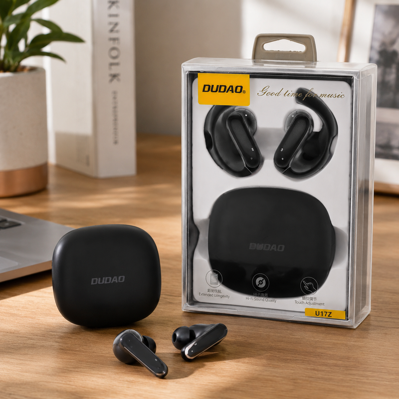 L'Arcolaio TWS Wireless Bluetooth Earbuds with Sport Hooks, Touch Control, Hi-Fi Audio, Charging Case, Black