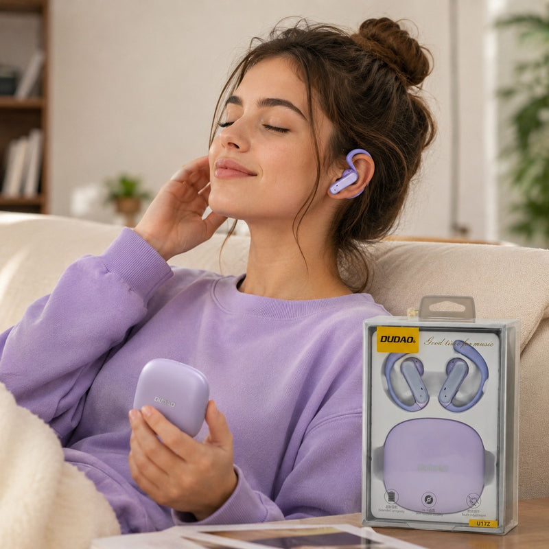 L'Arcolaio Wireless TWS Bluetooth Earbuds with Sport Hooks, Touch Control, Hi-Fi Audio, Charging Case, Purple