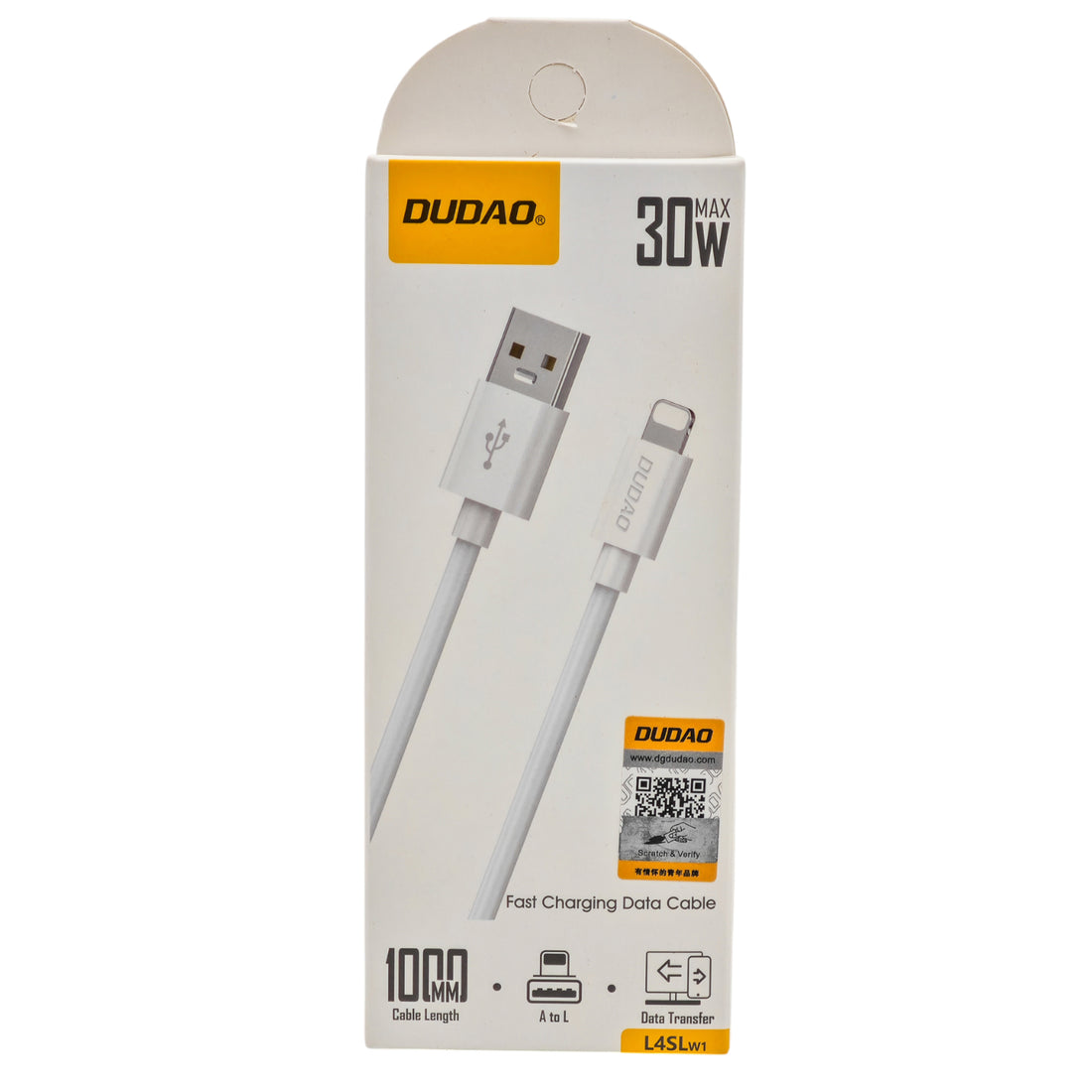 L'Arcolaio Hollow USB to Lightning Cable 30W Fast Charging and Data Transfer 1 m White