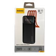 L'Arcolaio 20000mAh Power Bank with Digital Display, 4 Built-in Cables, Dual USB and USB-C Output Black