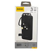 L'Arcolaio 10000mAh Power Bank with 4 Built-in Cables, 3 USB/USB-C Ports, LED Display and Fast Charging Black