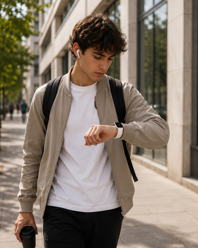 L'Arcolaio Smartwatch Bluetooth with HD Touch Display, White Silicone Strap, Health Monitoring, Notifications, and Sport Modes