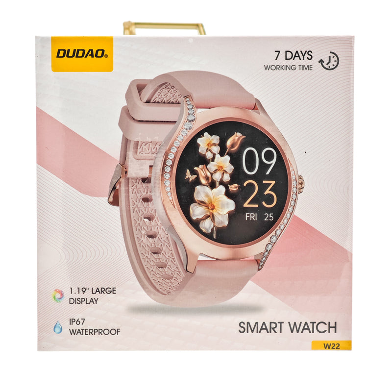 L'Arcolaio Smartwatch Bluetooth W22 for Women with 1.19" Touch Display, IP67 Waterproof, Up to 7 Days Battery Life, Pink Strap