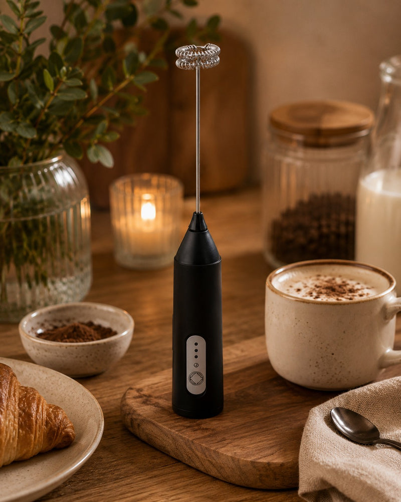L'Arcolaio Green Electric Milk Frother 4.8x4.8x21.5 cm Rechargeable Milk Frother
