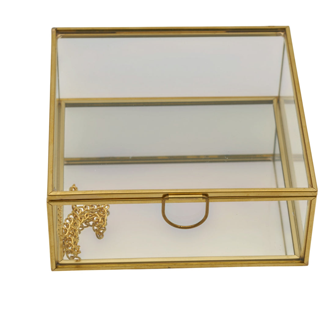 L'Arcolaio Gold Glass Large Square Jewelry Box 5x12x12 cm Elegant Jewelry Container