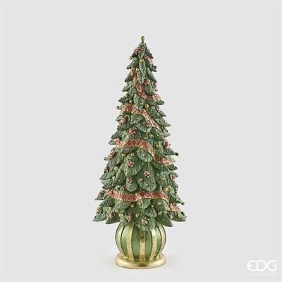 EDG Enzo De Gasperi Pino Natalizio Glitterato H43 Ø20 cm Verde Rosso – Decorazione di Natale