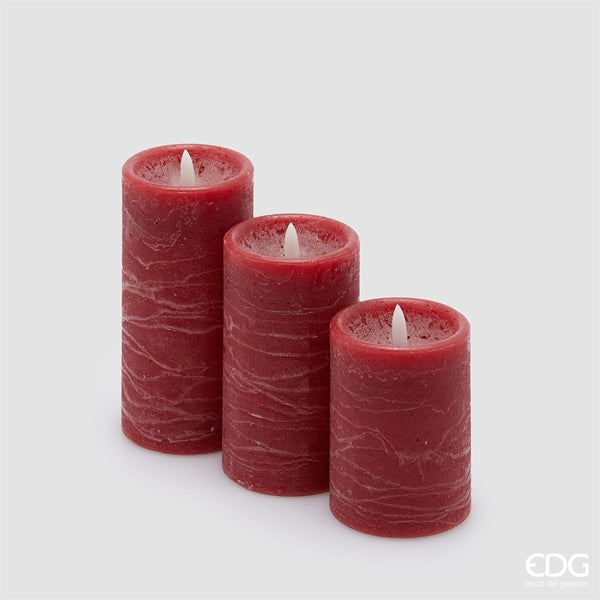EDG Enzo De Gasperi Set 3 Candele LED Soffio H15 cm Rosse – Candele Decorative Natalizie