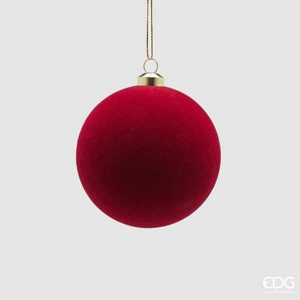 EDG Enzo De Gasperi Burgundy Velvet Christmas Baubles Ø8 cm – Set of 8 Pcs