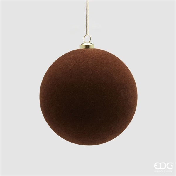 EDG Enzo De Gasperi Christmas Baubles Velvet Brown Ø10 cm – Set 6 Pcs