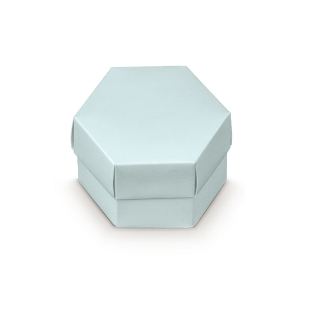 Hexagon Box with Divider 60 x 40 Mm Light Blue Linen 10 Pcs