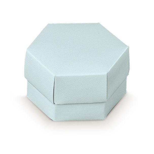 Hexagon Box with Divider 80 x 55 Mm Light Blue Linen 10 Pcs