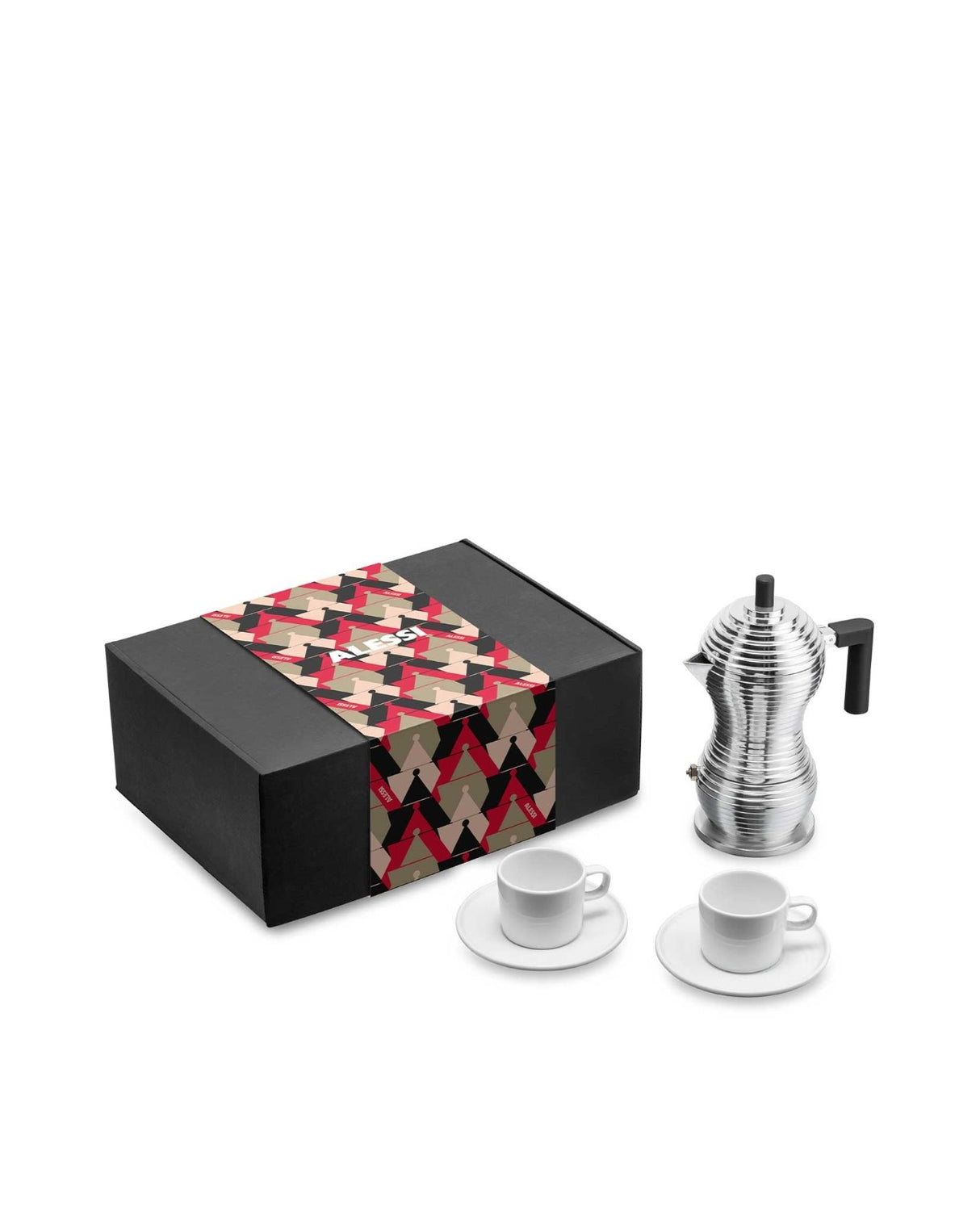 Alessi Set Alessi &amp; Coffe Coffee Maker Two Cups with Saucers Gift Box