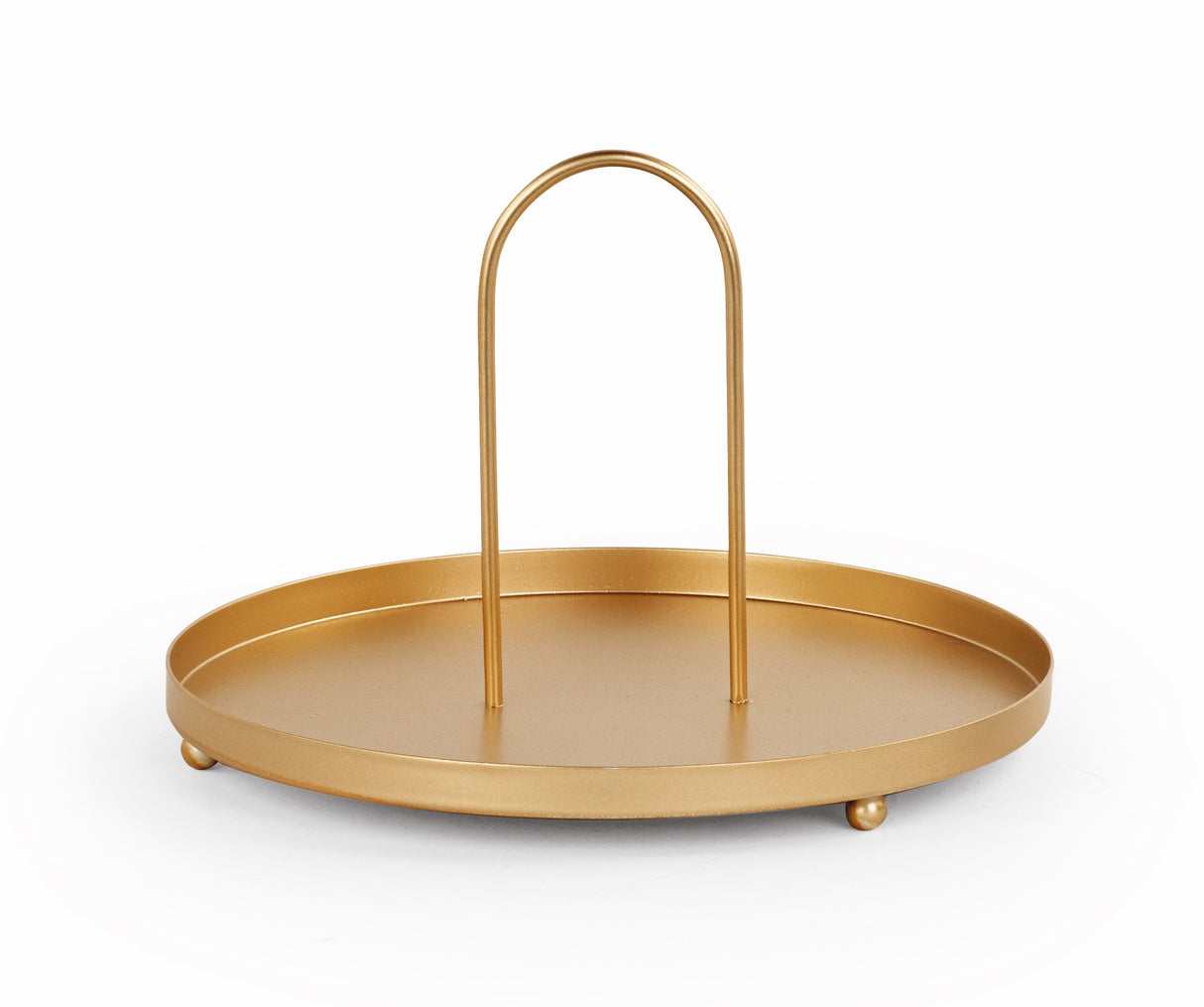 Tray with Metal Handle H 140 mm D 210 mm Gold