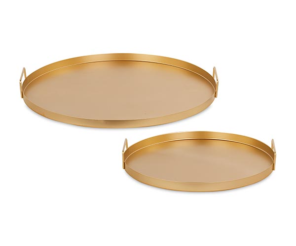 Tono Su Tono Set of 2 Metal Trays with Handles H 250 mm D 400 / 510 mm Gold