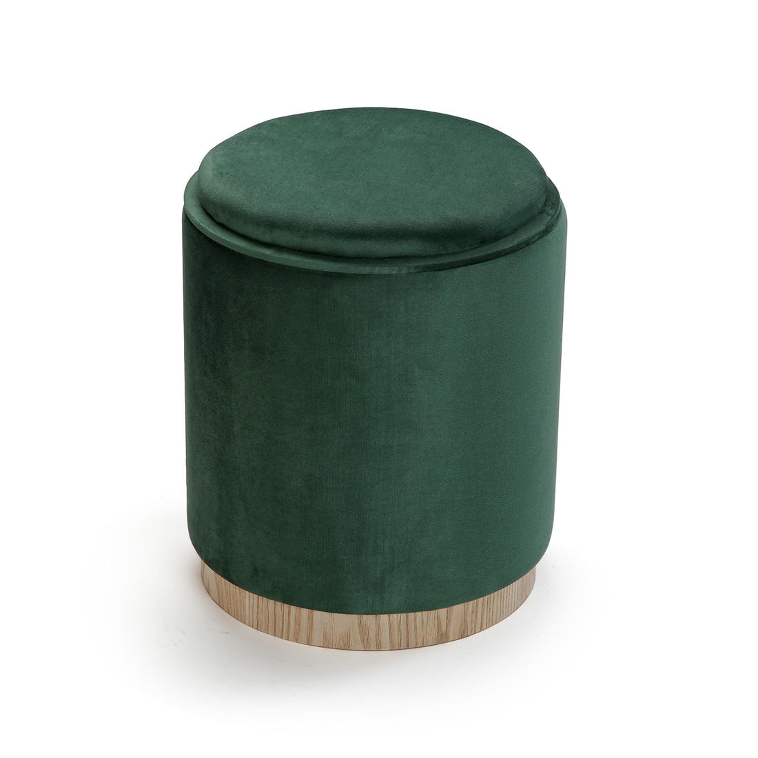 Pouf with Storage and Green Velvet Tray
