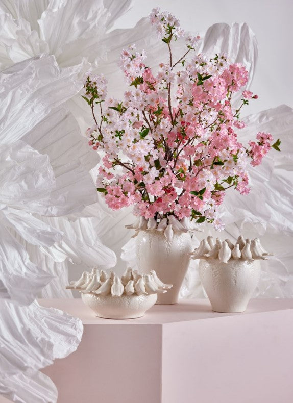 EDG Enzo De Gasperi Artificial Peach Blossom Branch H 105 Cm White