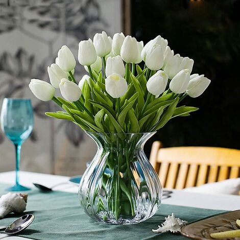 edg enzo de gasperi edg enzo de gasperi bouquet 5 tulipani con foglie artificiali h 48 cm white ean 8059824439932