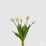 edg enzo de gasperi edg enzo de gasperi bouquet 5 tulipani con foglie artificiali h 40 cm white ean 8059824440334