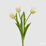 edg enzo de gasperi edg enzo de gasperi bouquet 3 tulipani parrot con foglie artificiali h 51 cm white green ean 8059824443595