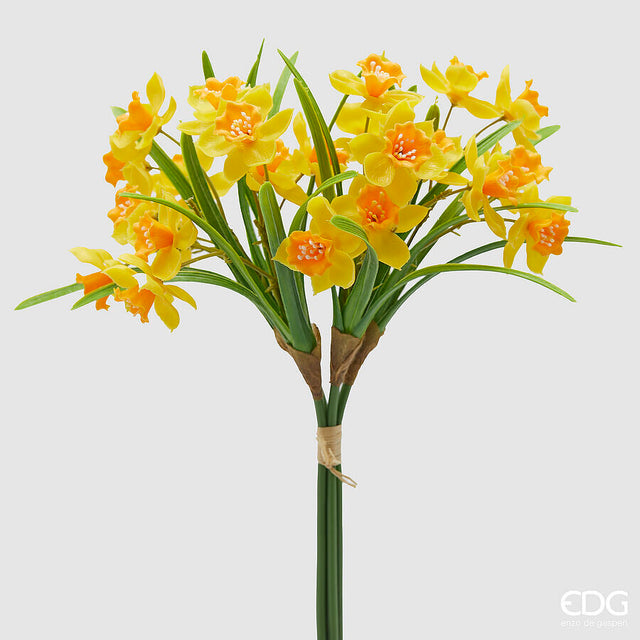 edg enzo de gasperi bouquet narciso artificiale 4 mazzetti con foglie h 38 cm yellow ean 8059824474452