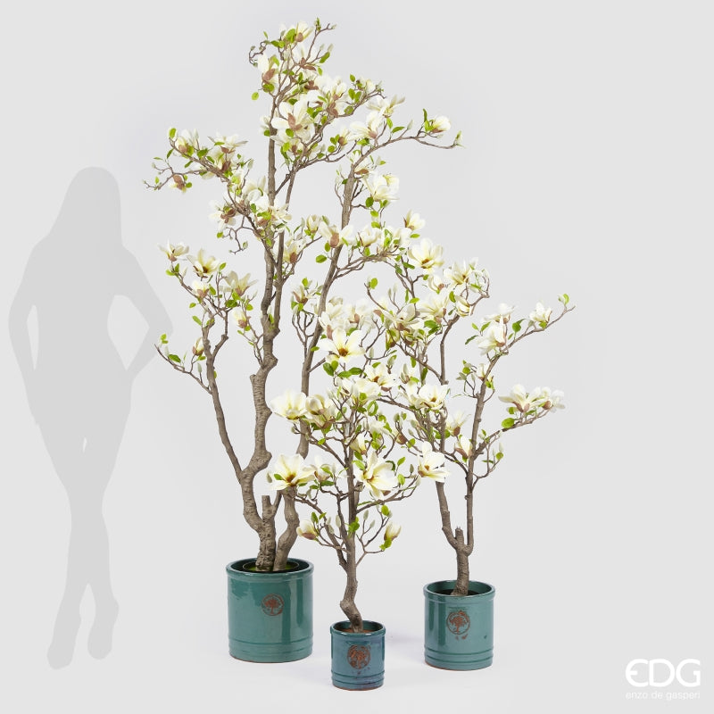 edg enzo de gasperi magnolia con vaso fiori bocciolo e foglie artificiale h 130 cm light yellow ean 8059824496591