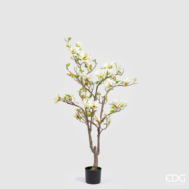 edg enzo de gasperi magnolia con vaso fiori bocciolo e foglie artificiale h 145 cm light yellow ean 8059824496614