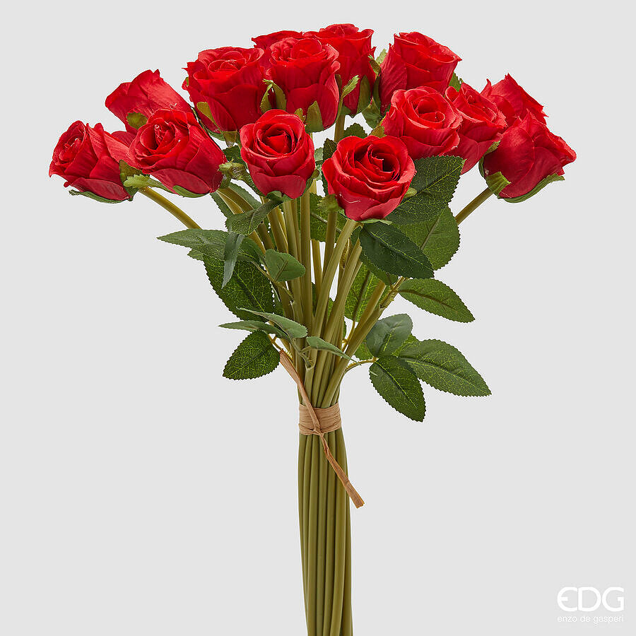 edg enzo de gasperi edg enzo de gasperi mazzo rosa con foglie h 40 cm bouquet 18 fiori red ean 8059824531186